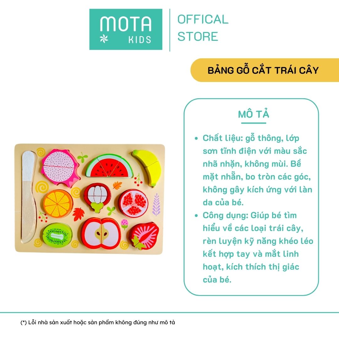 [MC14204 - Mota Montessori] Đồ chơi cho bé Bảng gỗ cắt trái cây - Hàng chính hãng