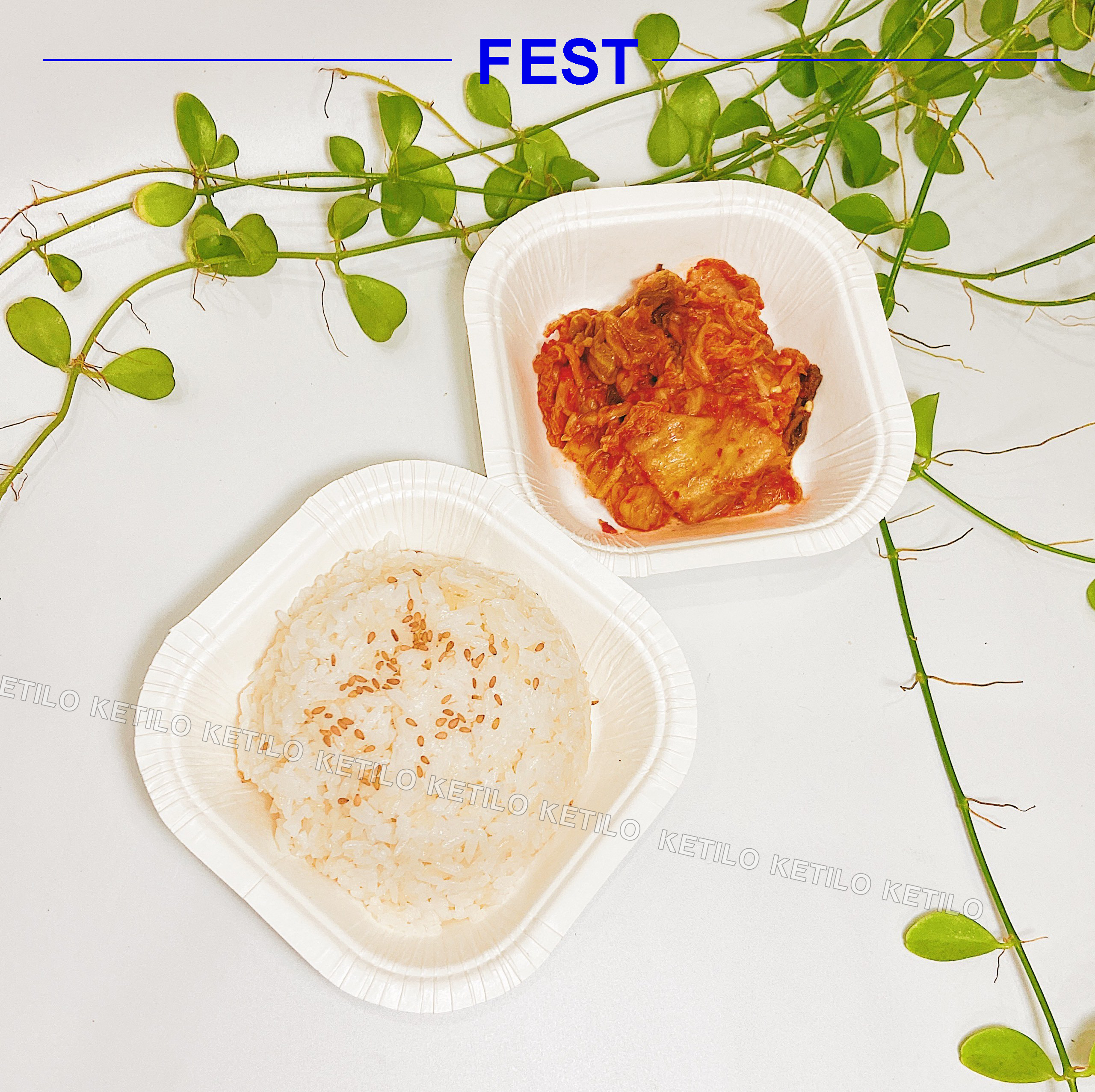 COMBO 50 Khay (Chén, Bát) Giấy FEST CHOICE FOOD TRAY 3x3 Inches THÁI LAN Hàng Nhập Khẩu Cao Cấp, Dùng 1 Lần Tiện Lợi, An Toàn - CHÍNH HÃNG F010 (Tặng Móc Khóa KETILO)