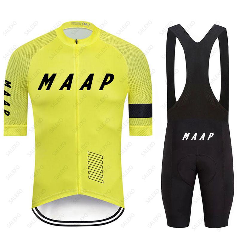 2023 Mới MAAP Đi Xe Đạp Jersey Nam Đội Xe Đạp Jersey Bộ Thoáng Khí MTB Maillot Ropa Ciclismo Yếm Quần Short Ba Môn Phối Hợp Đi Xe Đạp Quần Áo Color: 8 Size: S