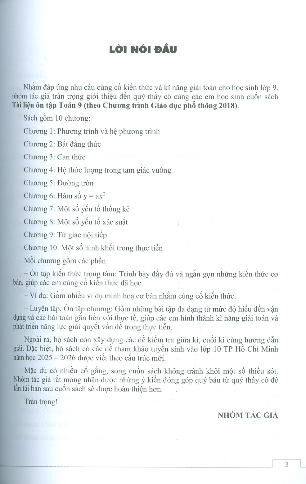 Tài Liệu Ôn Tập Toán 9  (Theo Chương Trình Giáo Dục Phổ Thông 2018)