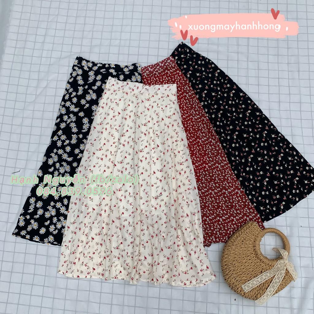 Chân váy hoa vintage chiffon Ulzzang hai lớp dáng dài