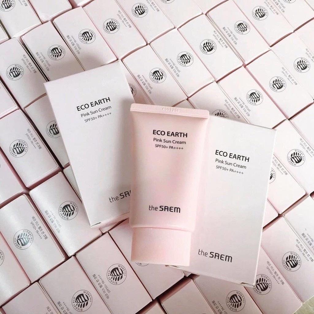 Kem Chống Nắng Kiềm Dầu, Nâng Tone Da Eco Earth Pink Sun Cream ++++