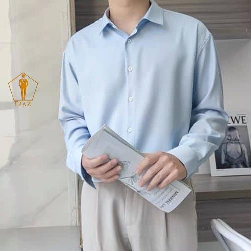 Áo Sơ Mi Nam Nữ TRAZ Phom Rộng Suông Dài Tay Màu Trắng, đen, Xanh Lụa Unisex Basic Học Sinh Mịn Mát