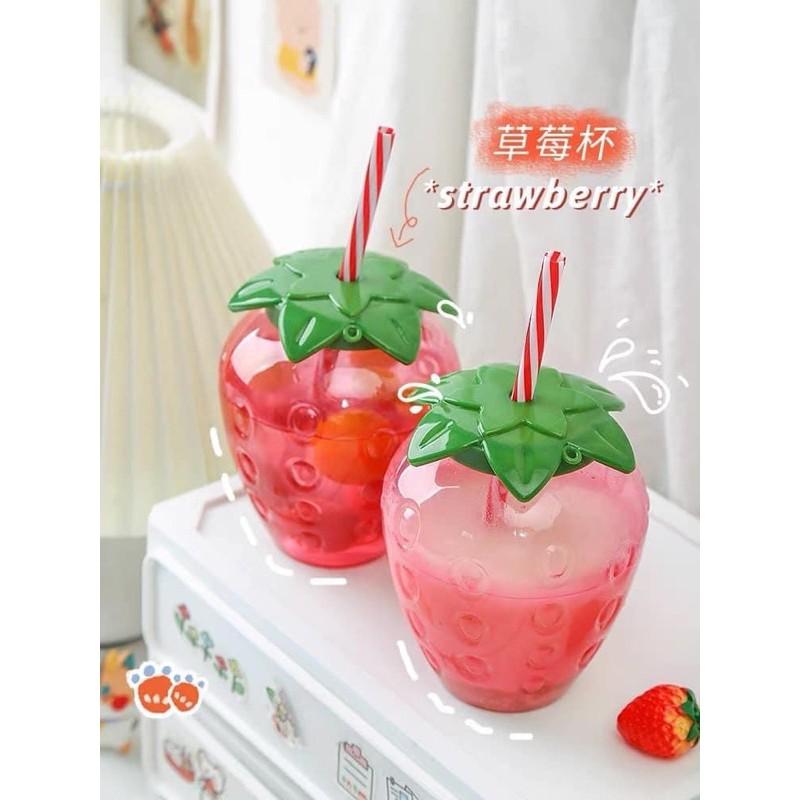 Cốc Hình Dâu Tây Bình Nước CUTE , Hot Trend ComBo 3 Món