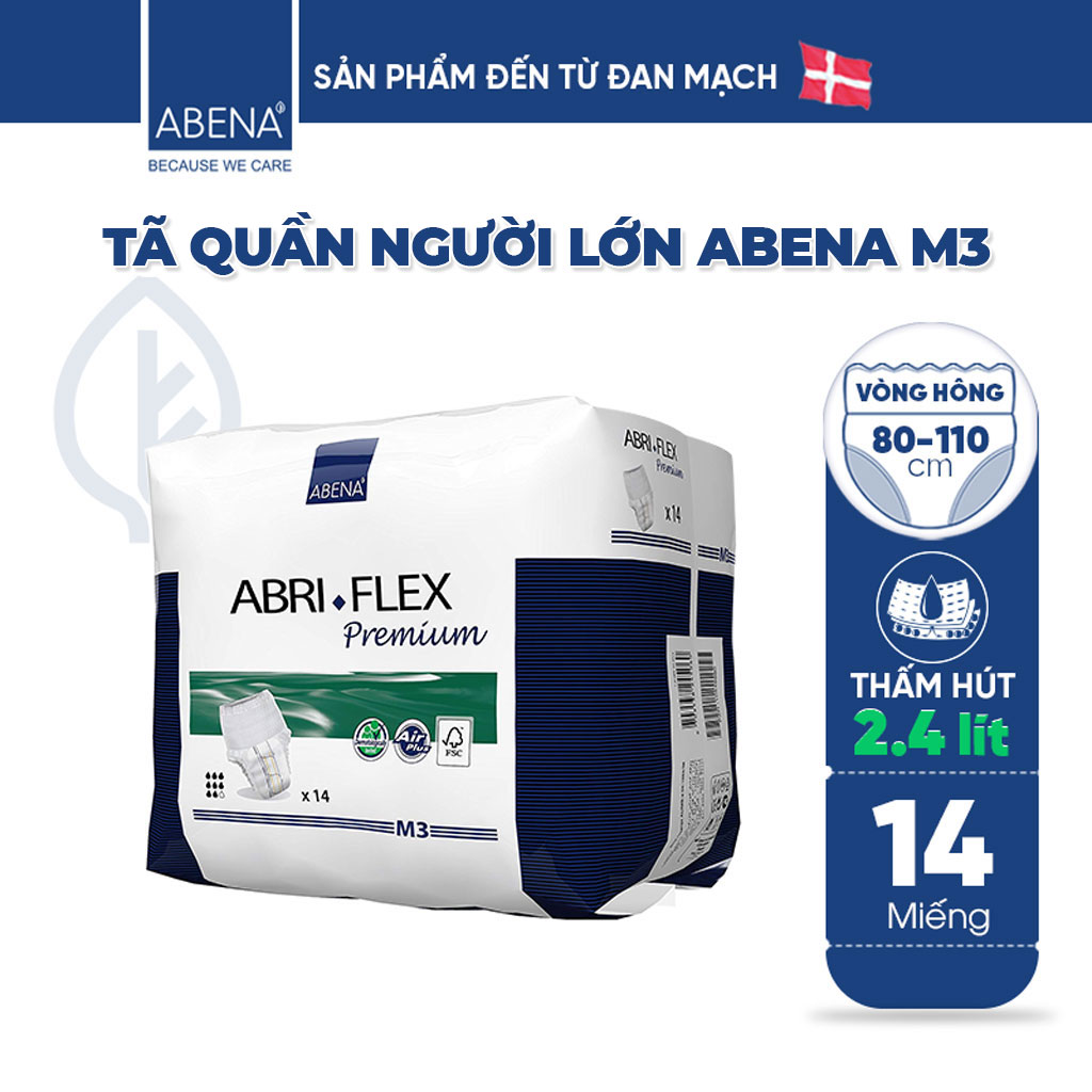 Combo 6 bịch tã quần người lớn Abena Abri Flex Premium M3 - Nhập khẩu Đan Mạch (Gói 14 miếng)