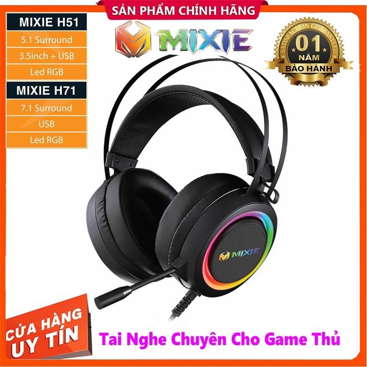 HEADPHONE GAMING MIXIE H51 , ÂM THANH 5.1 , LED RGB , KẾT NỐI USB 2.0 VÀ JACK 3.5