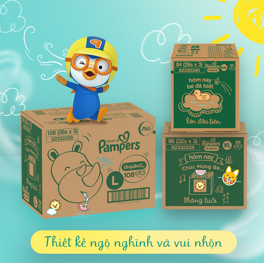 Thùng Tối Ưu Phí Vận Chuyển 3 Gói Tã Quần PAMPERS Giữ Dáng Size L/ XL / XXL, Chống Xệ