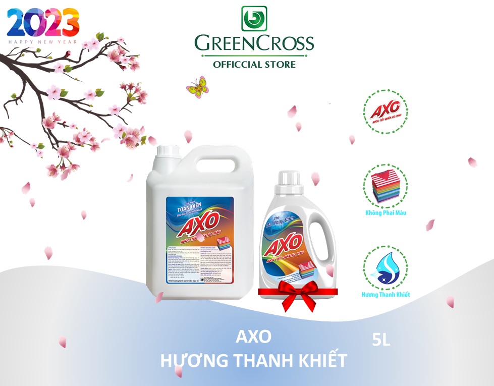 NƯỚC TẨY GIỮ MÀU AXO THANH KHIẾT 5L (DÀNH CHO DA NHẠY CẢM) - TẶNG 1 CHAI AXO 800ML CÙNG LOẠI