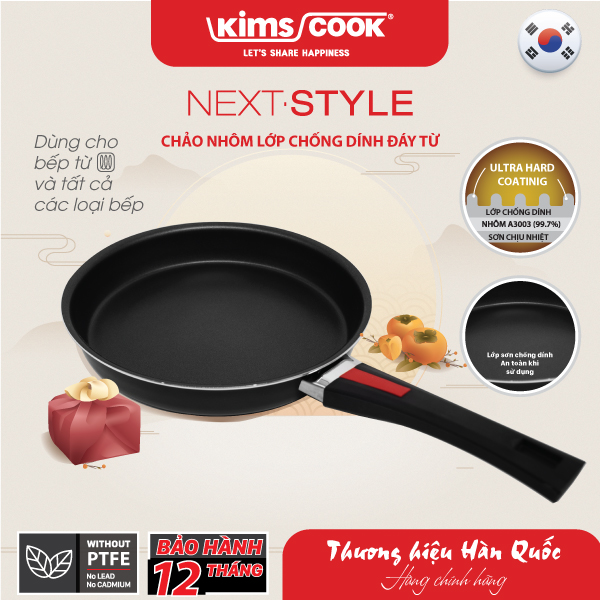 Chảo Next Style đáy từ hợp kim nhôm chống dính Kims Cook 20cm