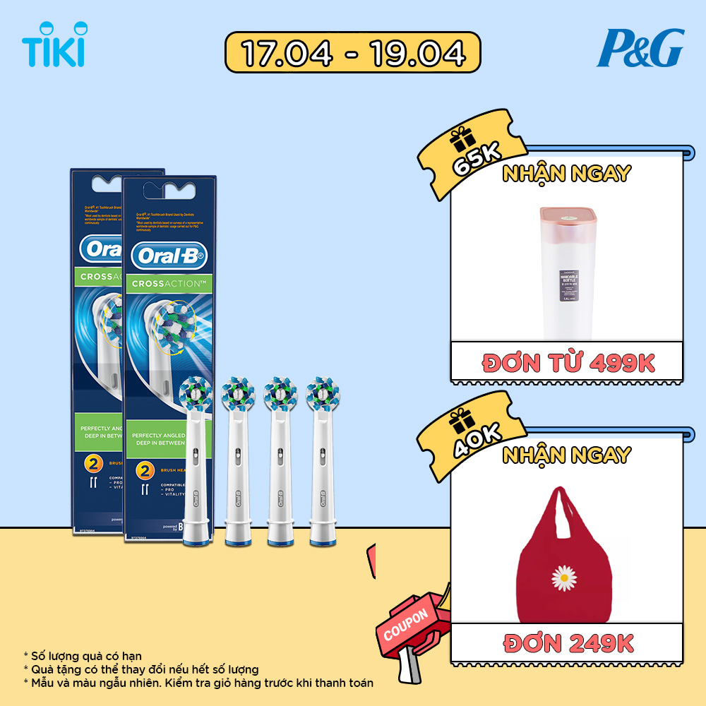 Combo Đầu Bàn Chải Điện ORAL-B Vitality Cross Action Làm Sạch Từng Kẽ Răng Hộp 2 Cái x2