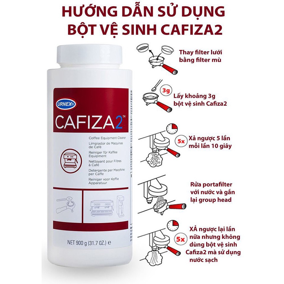 Bột vệ sinh máy pha cà phê Urnex Urnex Cafiza 900gr - Hàng nhập khẩu