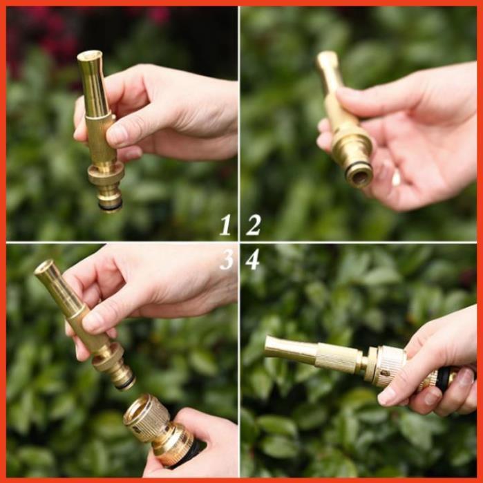 Bộ dây vòi xịt nước rửa xe, tưới cây . tăng áp 3 lần,loại 3m,5m 206587 đầu đồng,cút đồng+ tặng mở chai