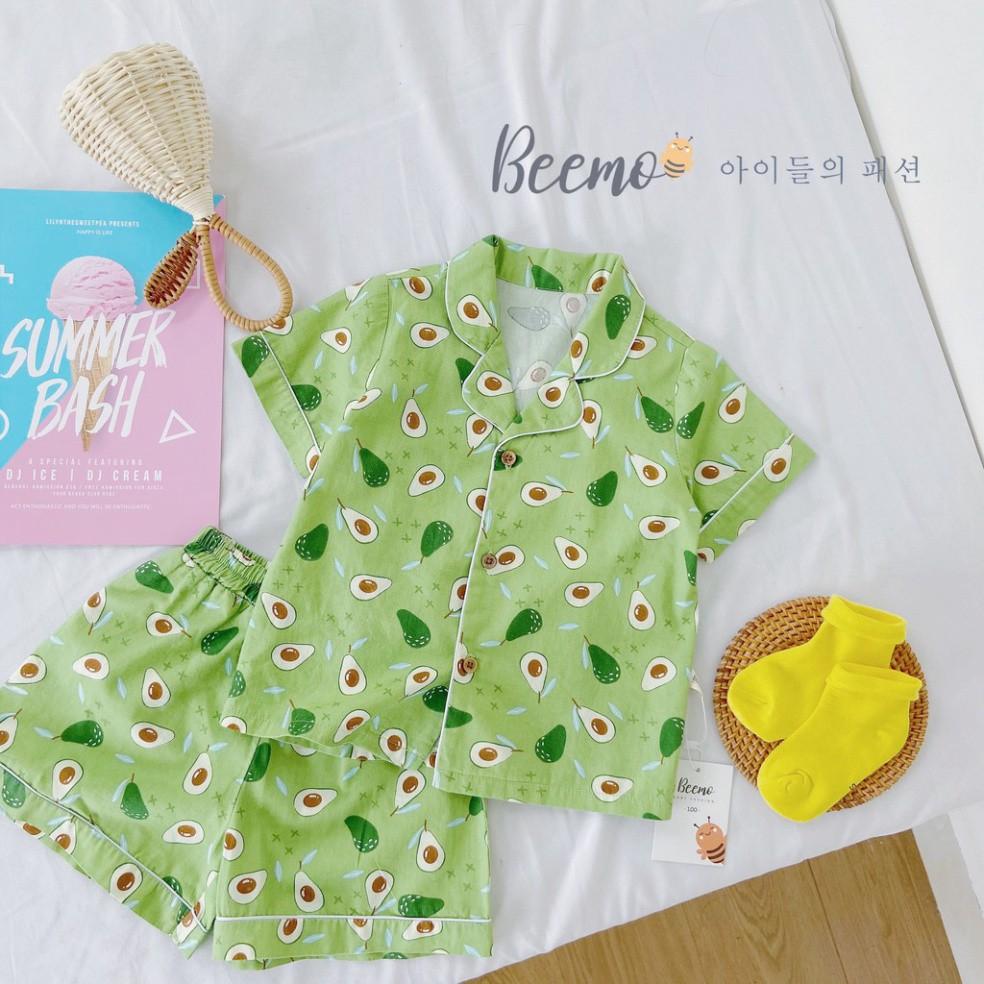 Set bộ Pijama cộc tay cho bé nam nữ Beemo - Chất liệu thô Hàn, họa tiết quả bơ xanh xinh xắn, thoáng mát B050