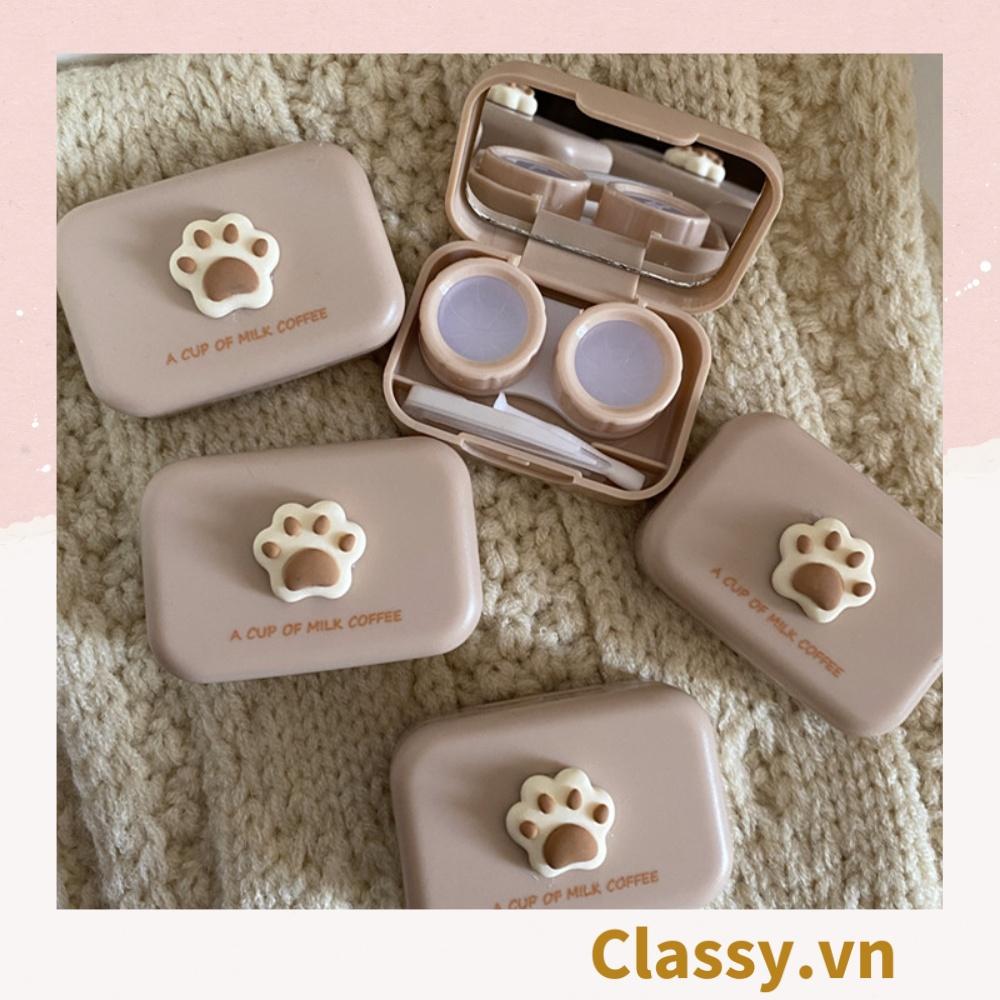 Hộp đựng kính áp tròng Classy chân chó, 1 khay đựng lens, có gương soi PK1301