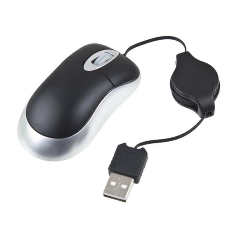 Chuột quang có dây rút cổng USB kết nối với máy tính laptop cho văn phòng