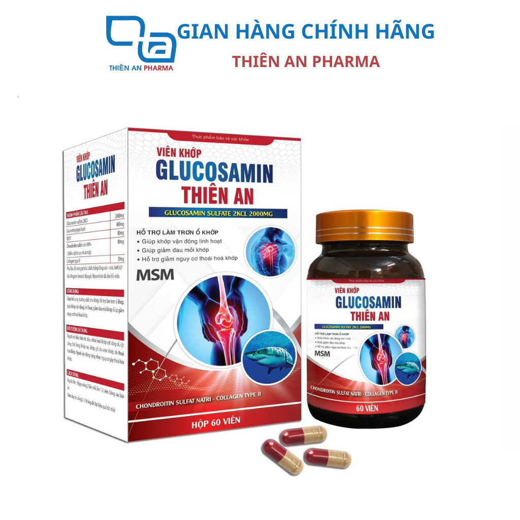 Viên Khớp Glucosamin Thiên An Hỗ Trợ Bổ Sung Dưỡng Chất Cho Khớp, Hỗ Trợ Làm Trơn Ổ Khớp, Hỗ Trợ Khớp Vận Động Linh Hoạt