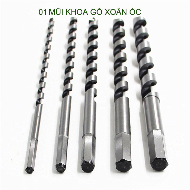 01 Mũi khoan gỗ xoắn ốc chiều dài 230-460mm tùy chọn, bằng thép cacbon cứng