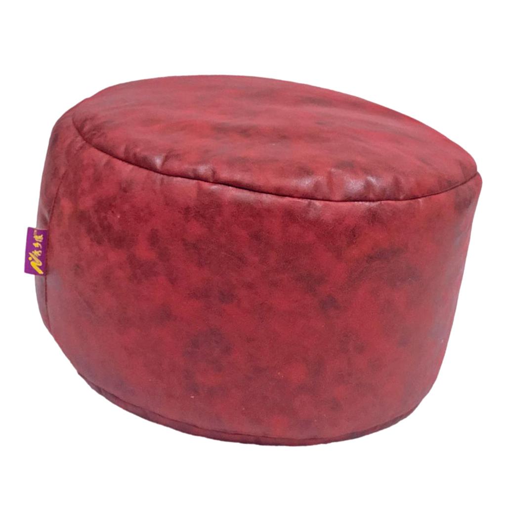Brown Round Ottoman Pouf Cover Footstool Slipcover