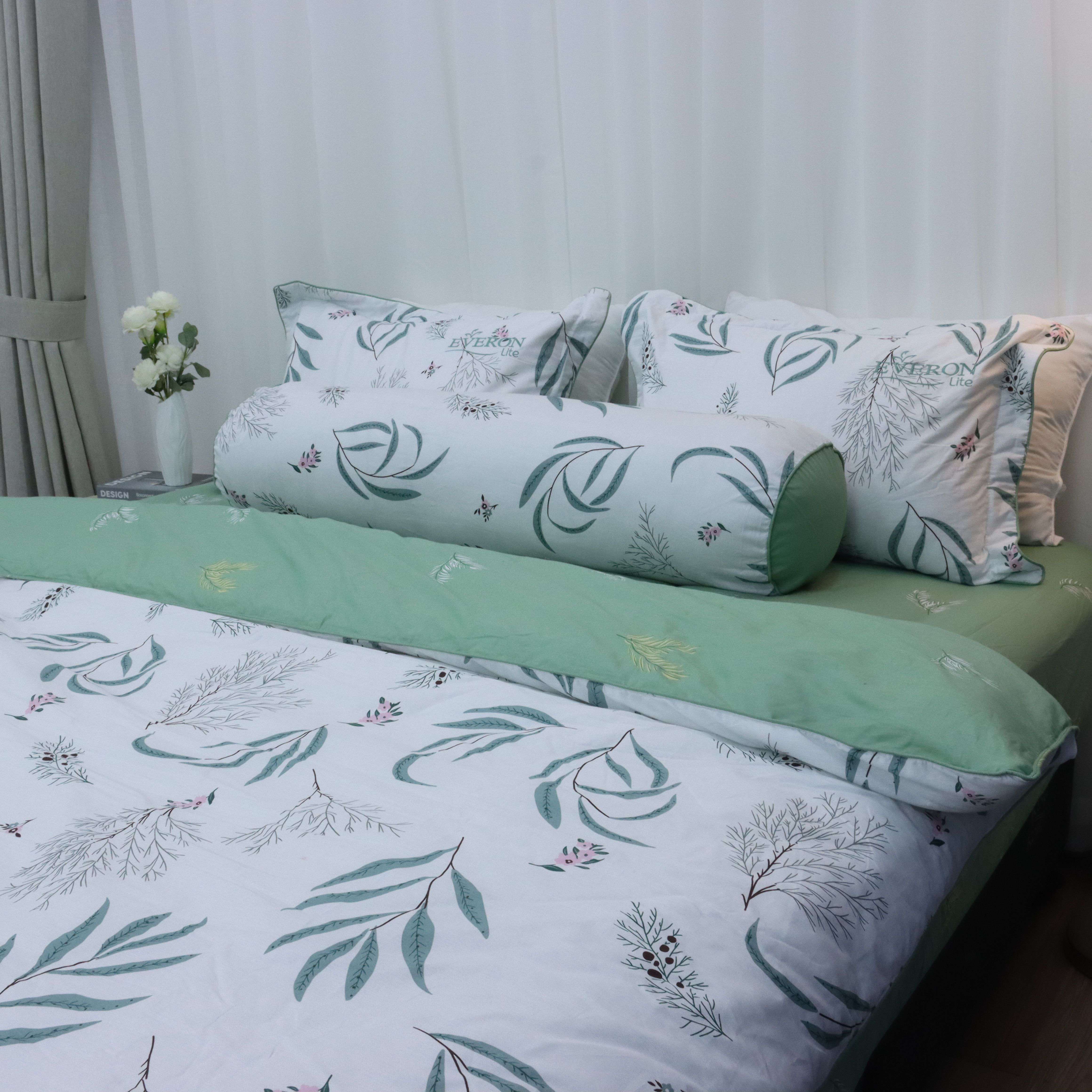 Chăn bốn mùa Cotton Xanh phối Trắng Everon Lite ELCP201