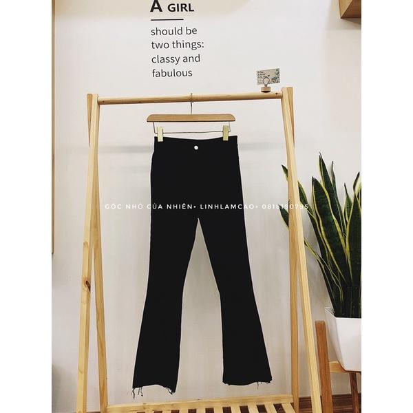 Quần Jeans Nữ Ống Loe Cạp Cao Cài Cúc Loại 1