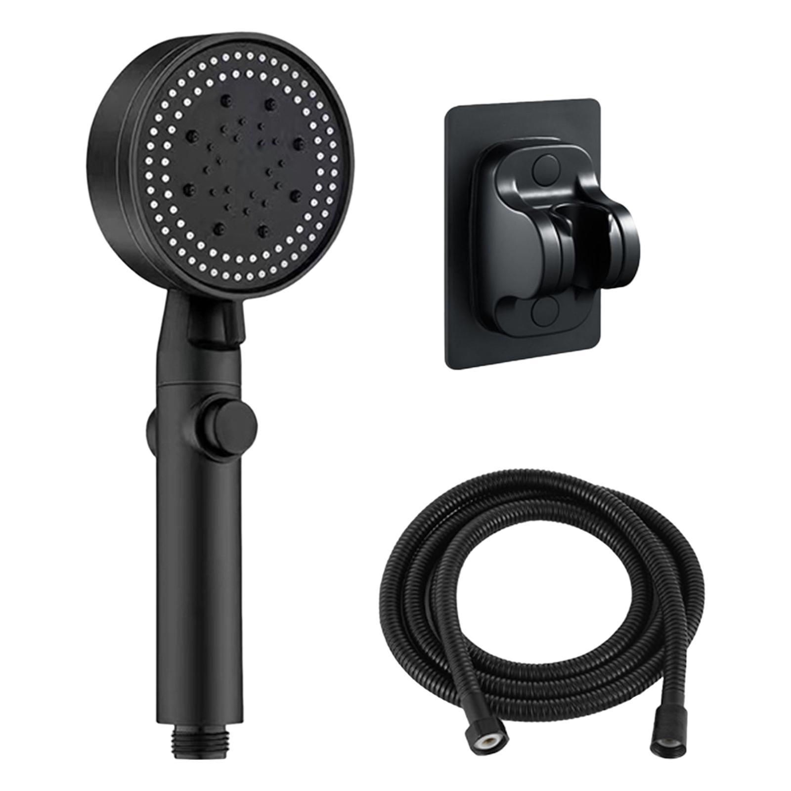 Round Shower Sprayer, High Pressure Adjustable Black for Bathroom Bath Water Outlet