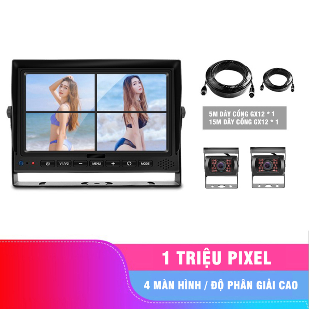 Combo 2 Camera Hành Trình Xe Tải Full HD+ Màn Hình IPS 7 Inch AHD Cổng GX12