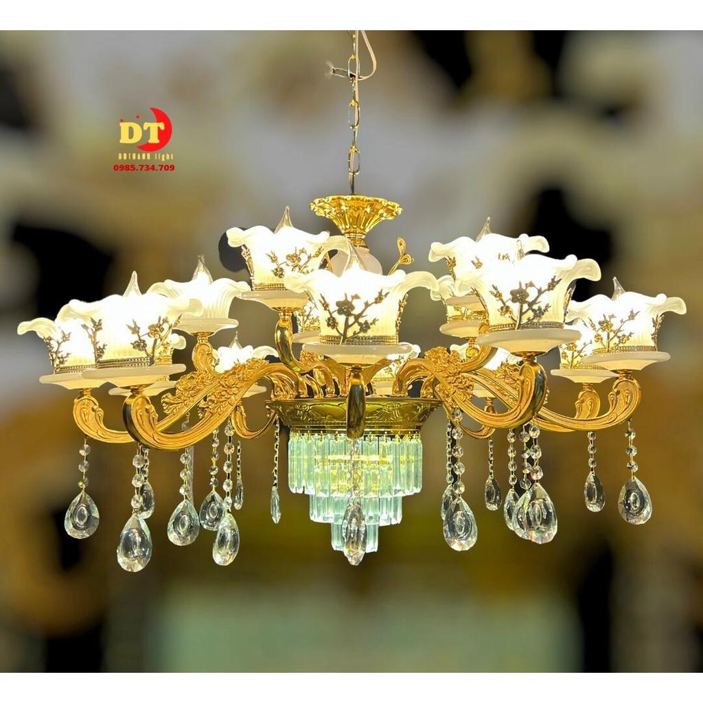 Đèn chùm nến phale 15 tay phòng khách cao cấp, phong cách mới bắc âu DQM
