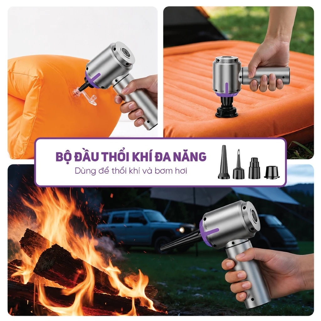 Máy hút bụi cầm tay mini không dây Lê Bên Làng LBL1663, tích hợp hút & thổi 2 trong 1, công suất 12000Pa, pin sạc 2000mAh cho 4h sử dụng - Hàng chính hãng