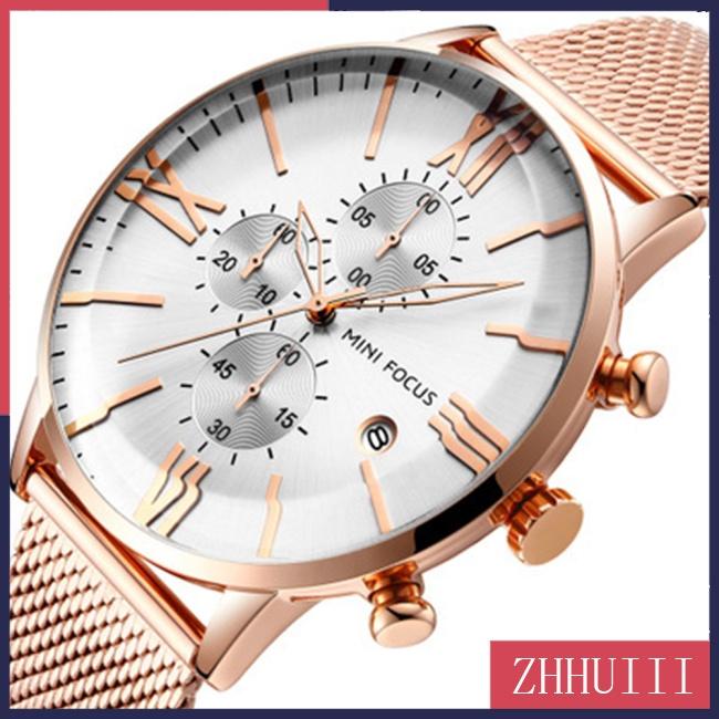 Đồng Hồ Quartz 3 Sub-dial Chất Liệu Thép Không Gỉ Chống Thấm Nước