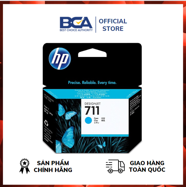 Mực In Phun HP DesignJet 711 Cyan Ink Cartridge (CZ130A) 29ml - Hàng Chính Hãng