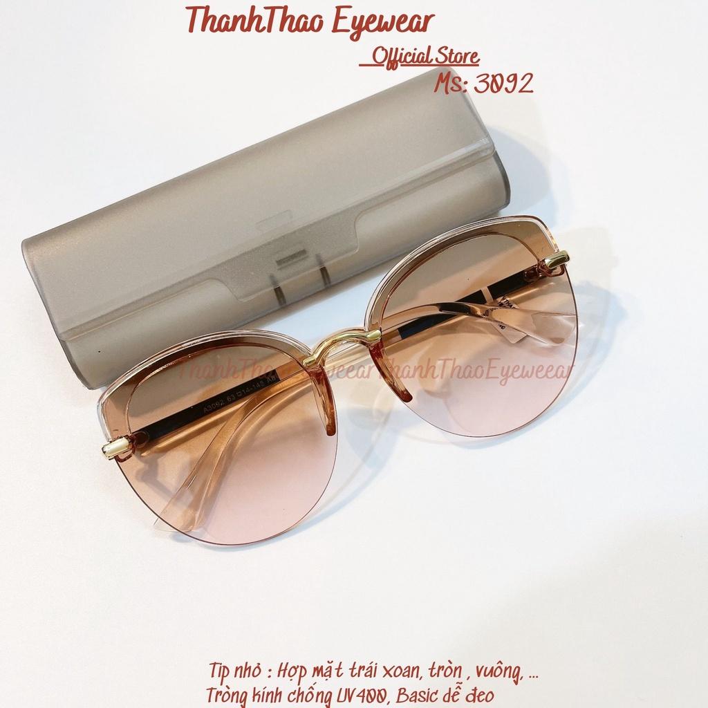 Kính Mát Tròn Nửa Viền Nữ Chống Tia UV Kính Râm 3092 Thời Trang Nhiều Màu Cao Cấp - ThanhThao Eyewear