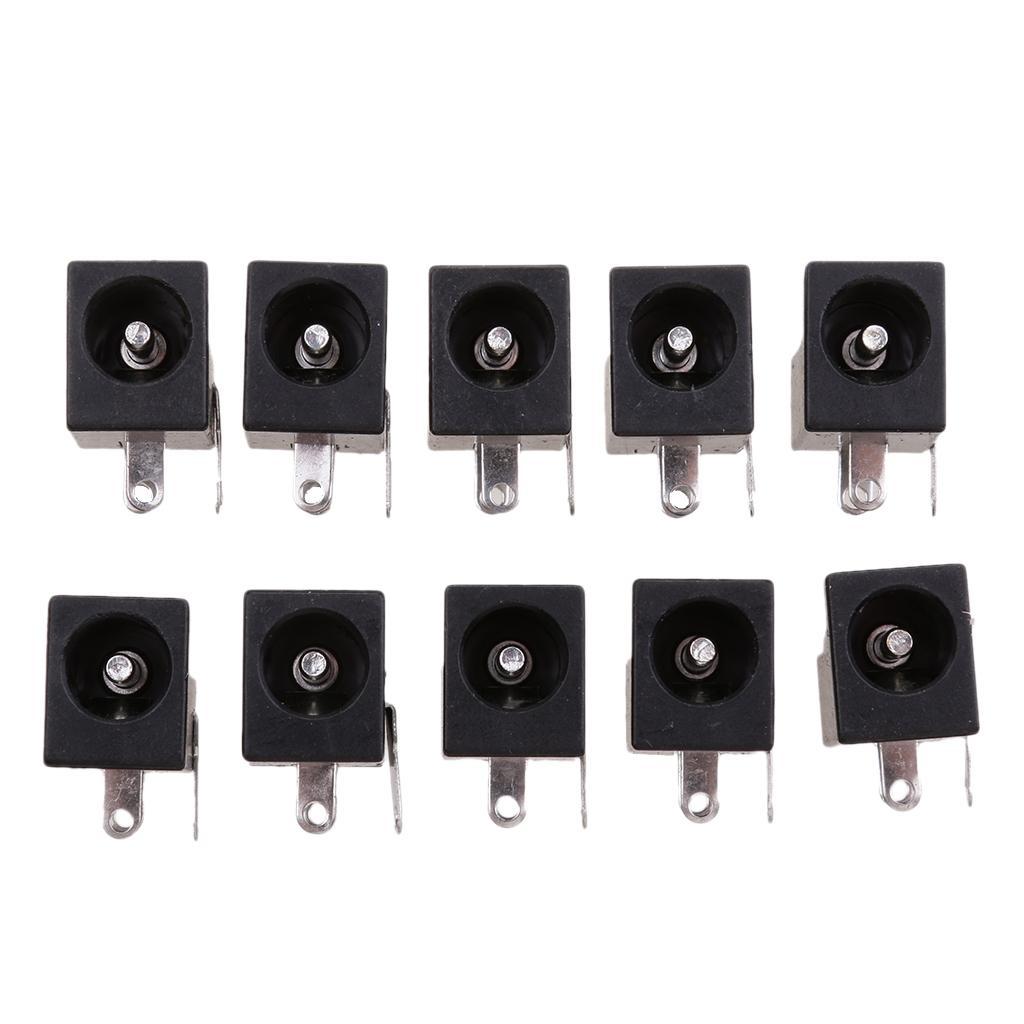 10pcs DC Power Female Jack Socket 3 Legs PCB Mount Connector 5.5mm x 2.1mm