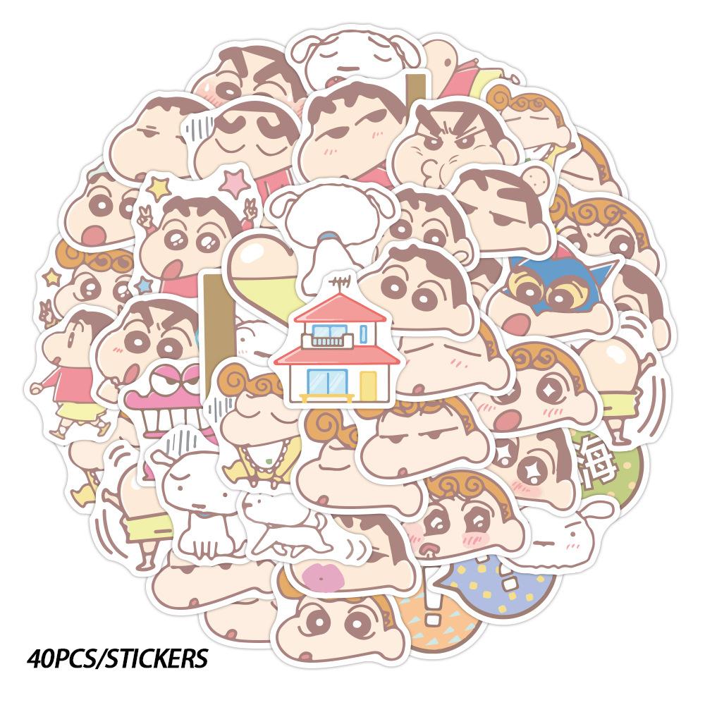 Sticker SHIN CẬU BÉ BÚT CHÌ PASTEL trang trí mũ bảo hiểm,guitar,ukulele,điện thoại,sổ tay,laptop-mẫu S134