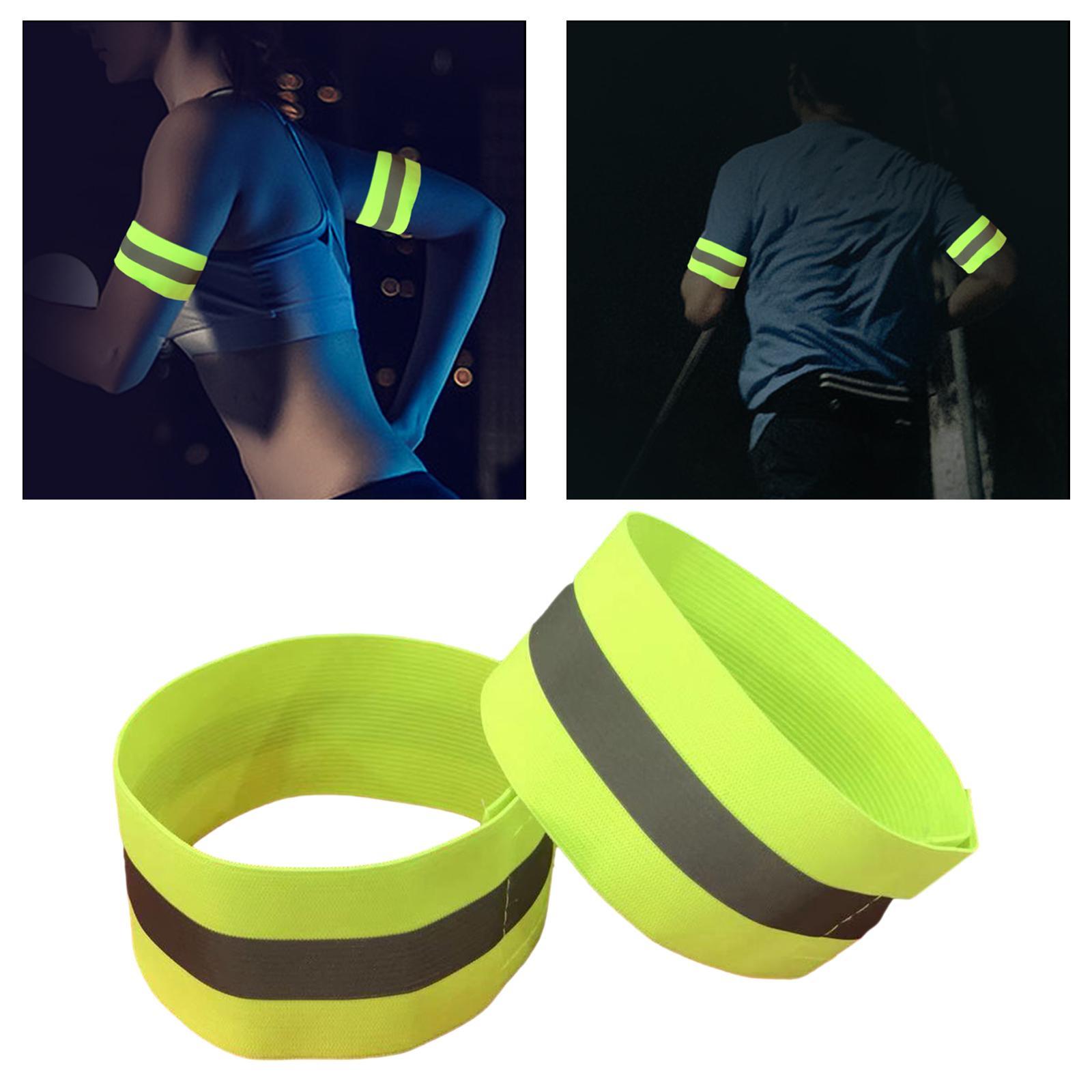 2x Reflective Armbands Adjustable Reflective Bands for Sports Adults