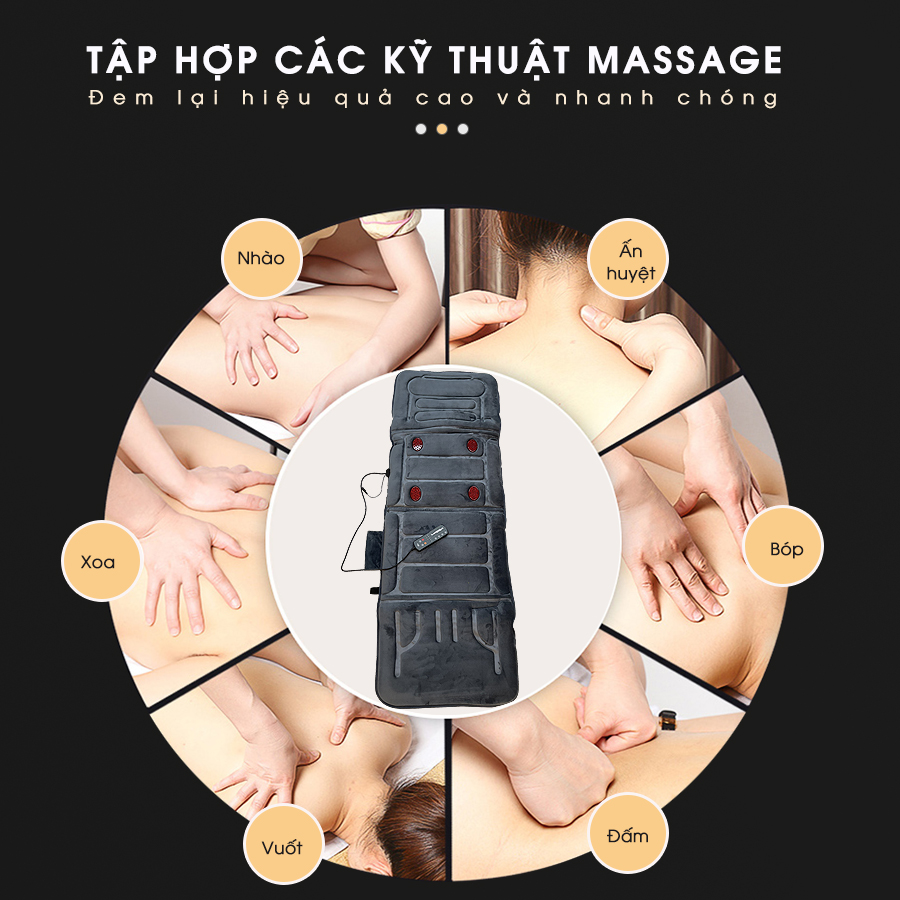 Nệm Massage Toàn Thân nhiệt và hồng ngoại OKACHI JP-M799 (màu xám)