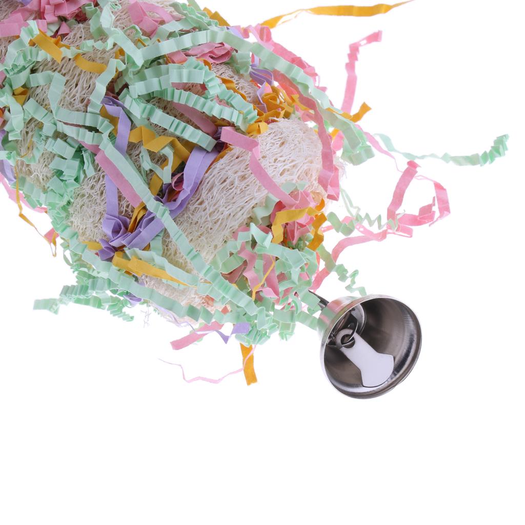 Bird Toy Loofah Hanging Bell Chewing Parrot Parakeet Cockatiel Cage Bird Toy