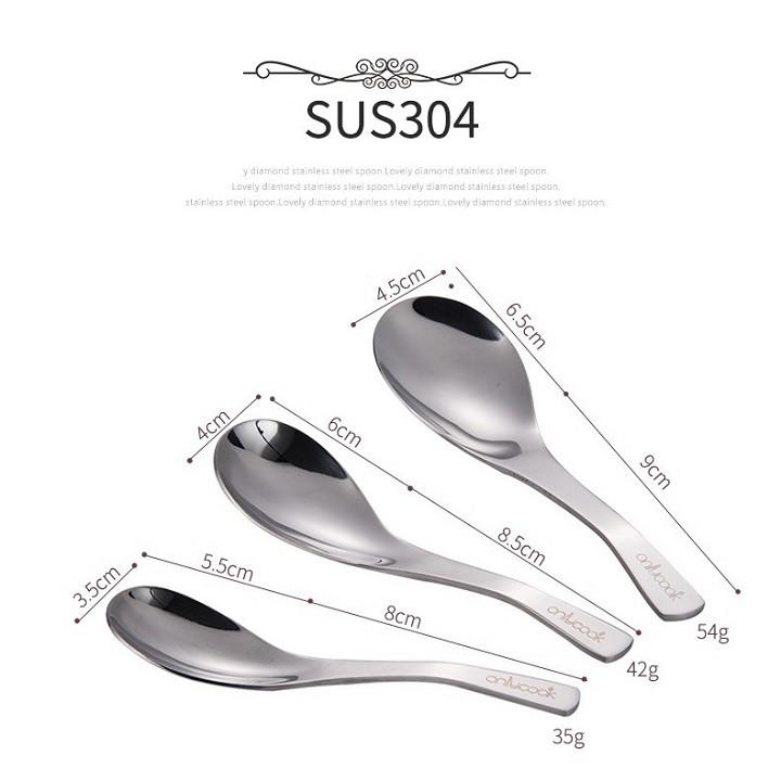 Combo 3 muỗng soup bầu nhà hàng inox 304 cao cấp siêu bền