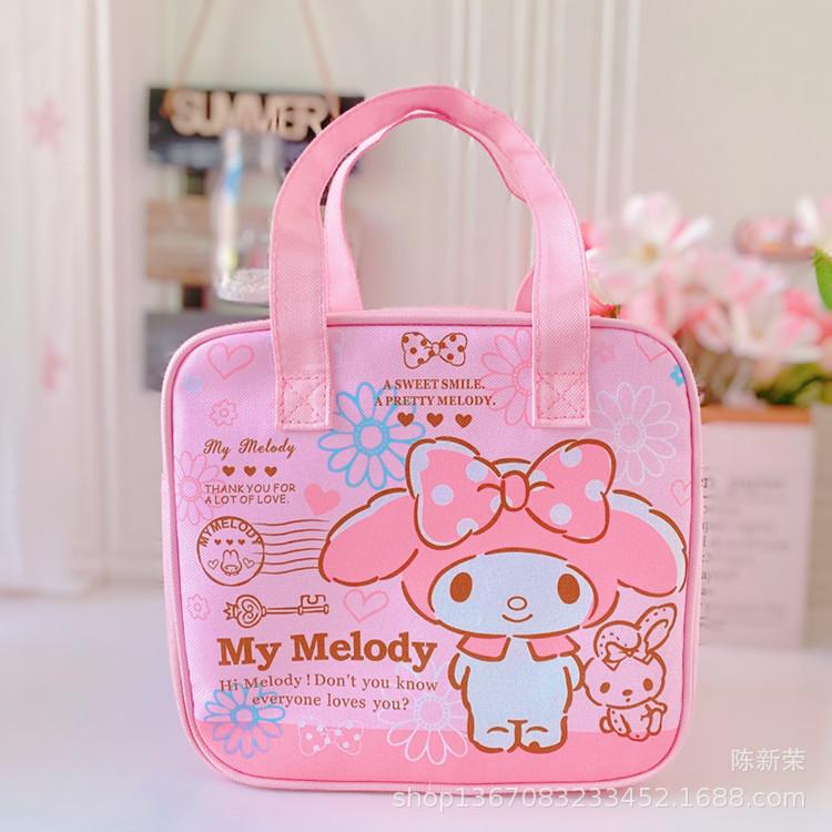 Sanrio Hoạt Hình Dễ Thương Giai Điệu Túi Xách Hộp Cơm Cách Nhiệt Túi Lớn Dung Tích Túi Đựng Đồ Ăn Trưa Hello Kitty Di Động Chống Nước Hộp Cơm Trưa B