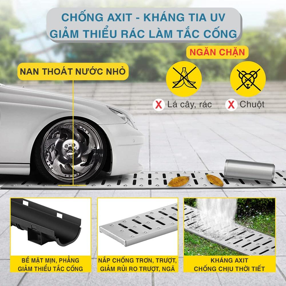 Rãnh (cống) thoát nước mưa HDPE.Kích thước: 150x80x1000mm.Chống ngập - Thoát nước nhanh - Tiết kiệm - Bảo hành 10 năm