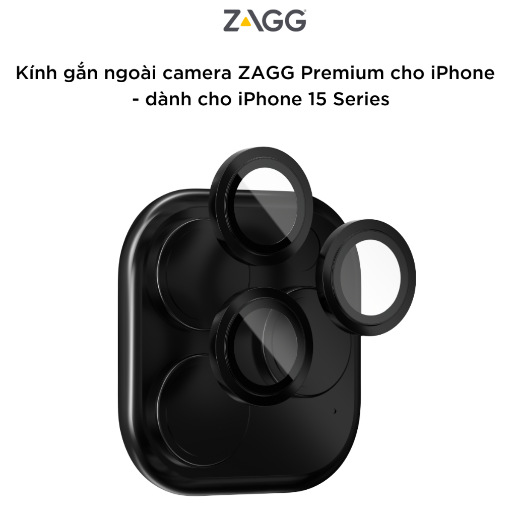 Kính gắn ngoài CAMERA ZAGG Premium cho iPhone - dành cho iP 15/ 15 Plus - Hàng chính hãng