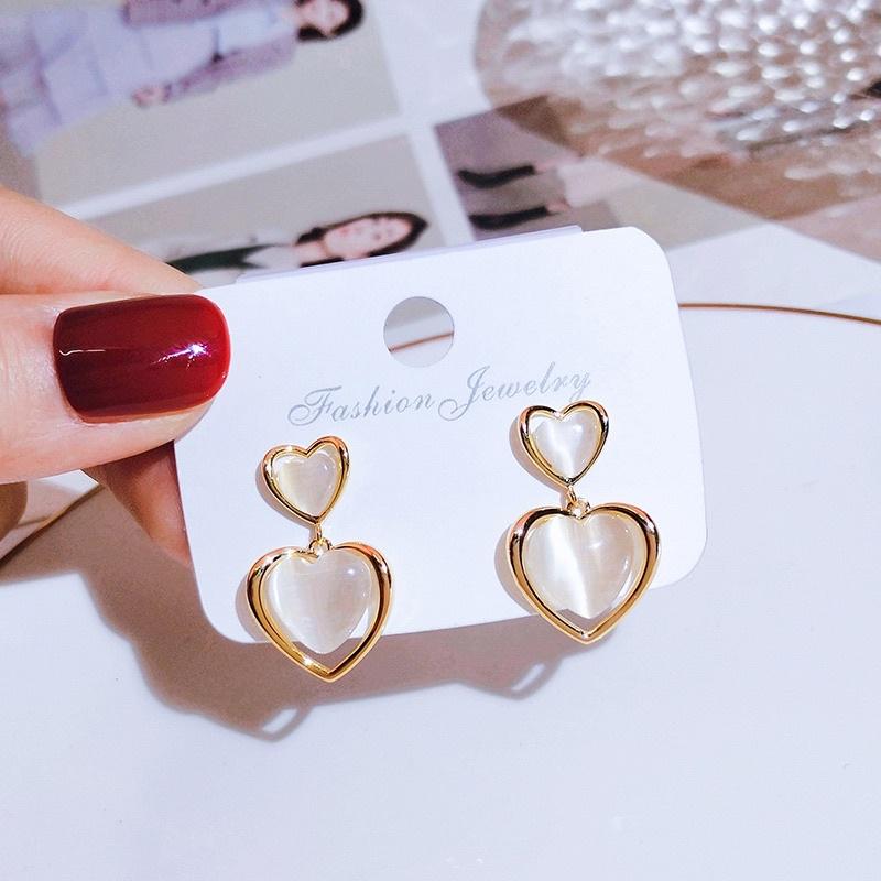Khuyên tai bông tai nữ trái tim đá sáng đẹp dự tiệc Ring House
