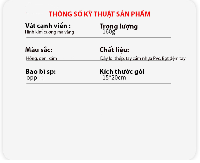 Dây Nhảy Tập Thể Dục Cao Cấp Tại Nhà Lõi Thép Cao Cấp, Viền Tay Cầm Hình Kim Cương Chính Hãng Cao Cấp KitAcoom