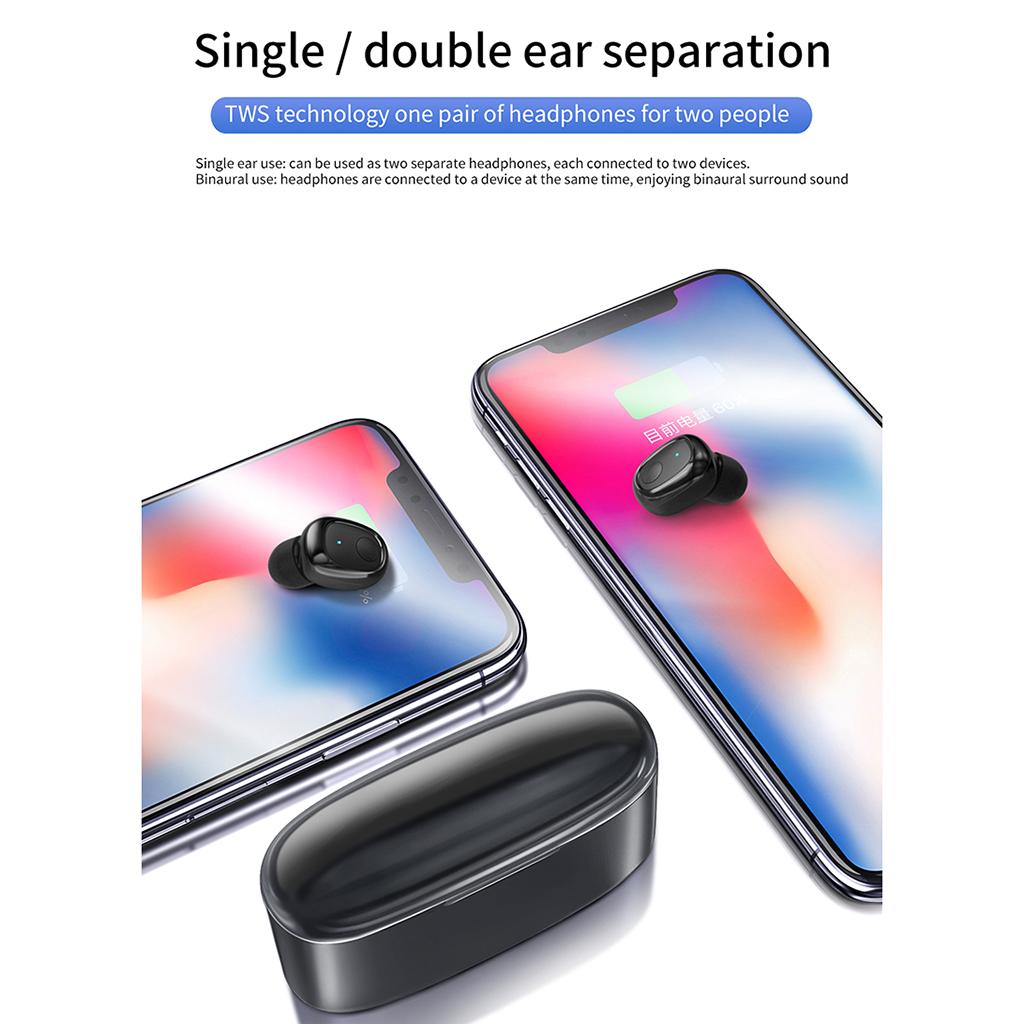 Bluetooth 5.0 Wireless Earbuds w/ Charging Case IP54 Waterproof TWS Stereo Headphones in Ear w/ Mic Headset Premium Sound w/ Deep Bass for Sport