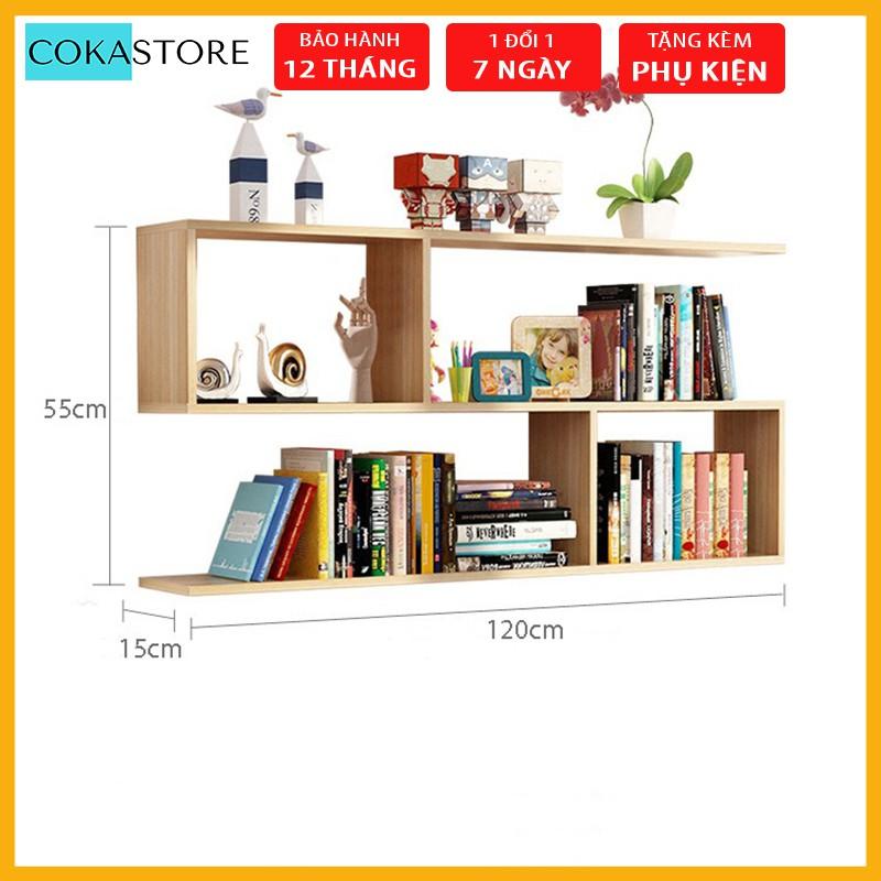 Giá Sách Treo Tường 3 Tầng Đơn Giản Mà Đẹp Kích Thước 120x55x15cm (Nhiều Màu) - Kèm Thước Thủy Cân Bằng