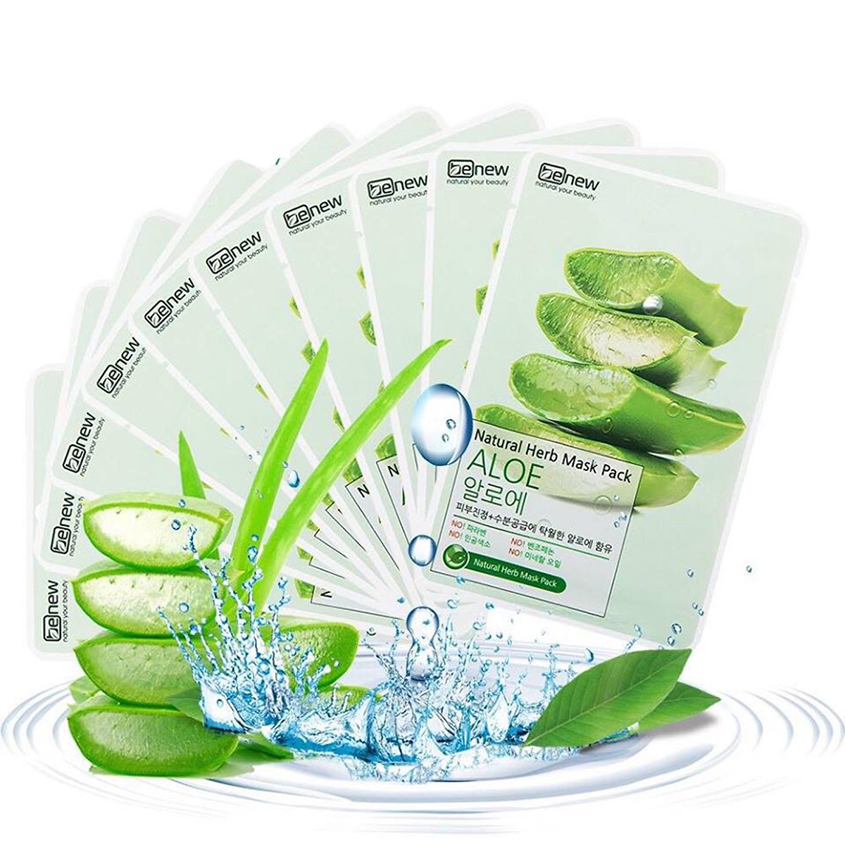 Bộ 10 Miếng Mặt Nạ Lô Hội Benew Natural Herb Mask Pack Aloe  -