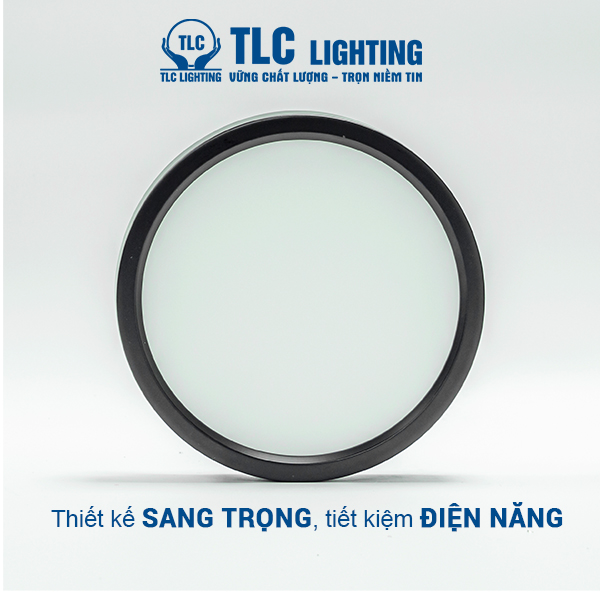 Đèn LED ốp trần nổi tròn vỏ đen TLC Lighting công suất 6W, 12W, 18W, 24W - Lắp đặt tại phòng khách, phòng ngủ, phòng bếp, ban công, hành lang - Ánh sáng Trắng/Vàng/ 3 màu