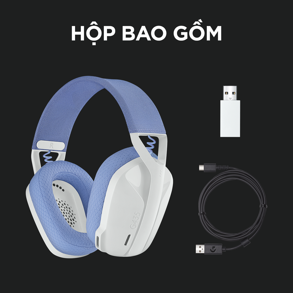 Tai nghe game không dây Bluetooth và Lighspeed Logitech G435 – Mic ảo tích hợp, nhẹ, tương thích PC, Điện thoại, PS4, PS5 - Hàng chính hãng - Màu