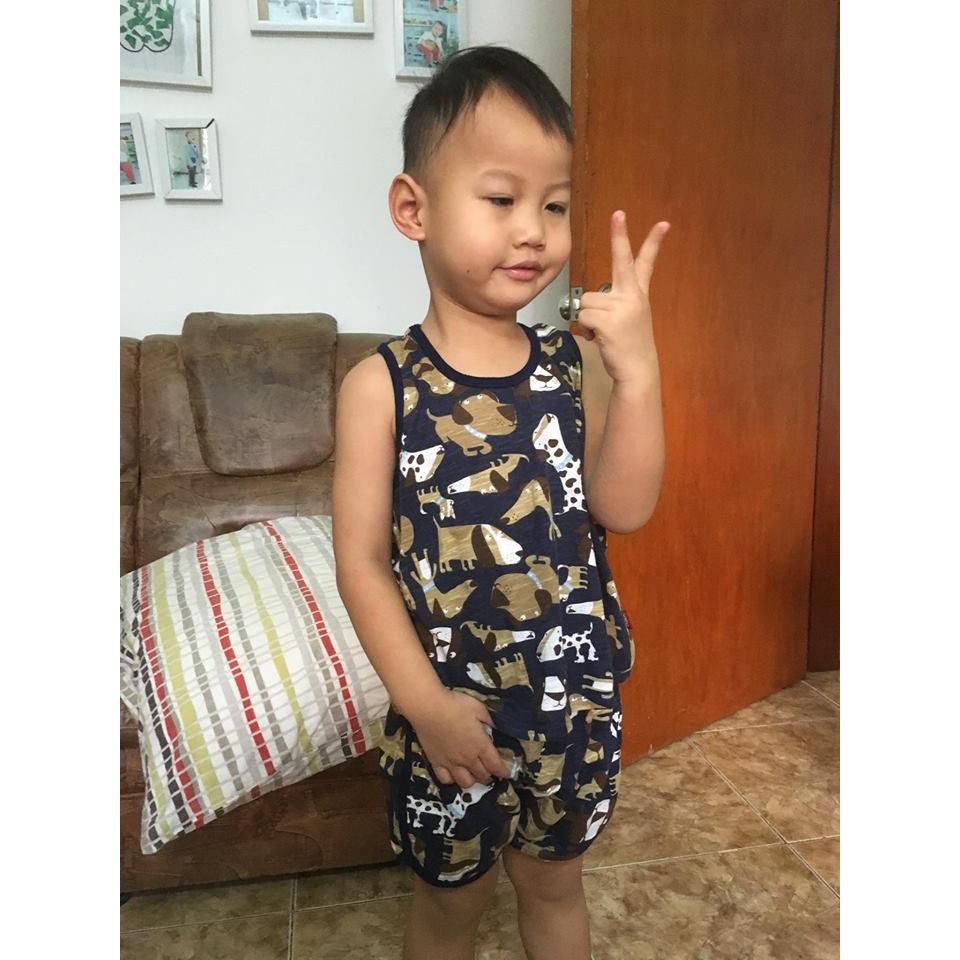T7.78_Bộ thun ba lỗ bé trai hình cún xinh yêu 2-5y
