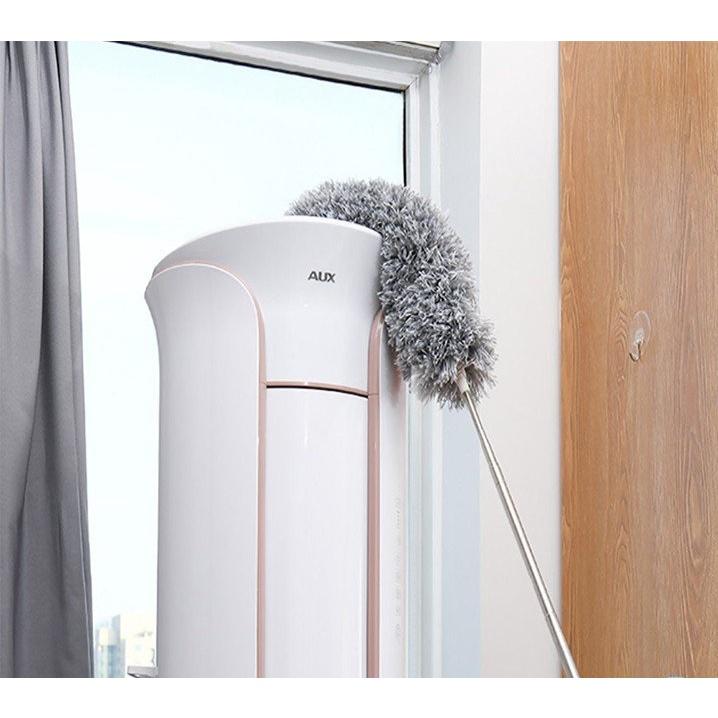 Cây chổi lông quét lau bụi mạng nhện trần nhà đa năng cán dài inox rút gọn gập được 90 độ thông minh