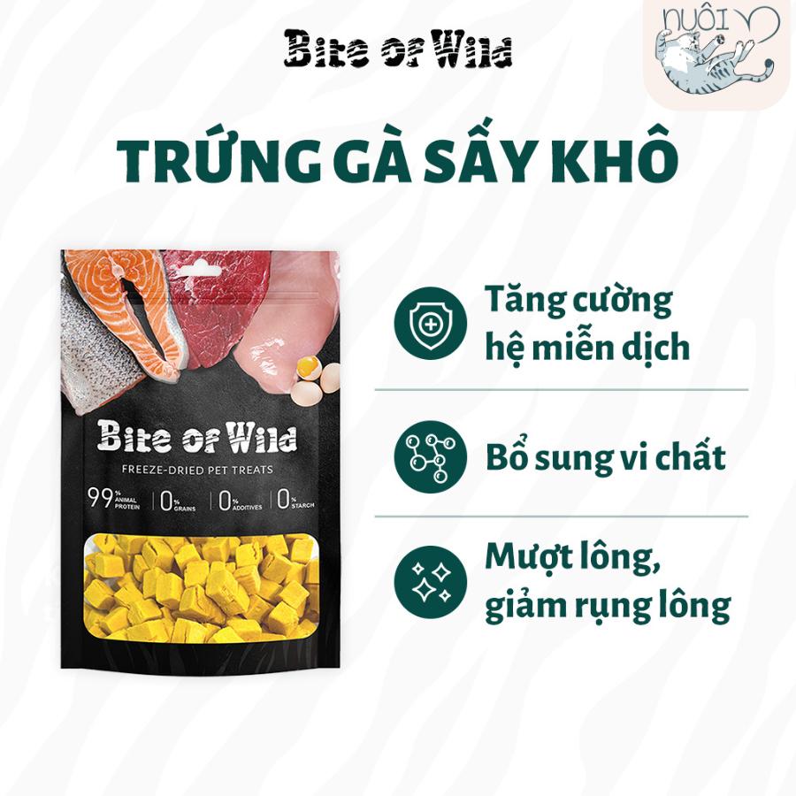 Thức ăn cho mèo Bite Of Wild Cỏ Mèo, Gan Gà, Trứng Gà, Thịt Tươi Sấy Khô Không Chất Bảo Quản